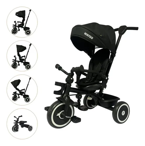 Triciclo ​Infantil Com Empurrador Waygo Maxi Toys Preto