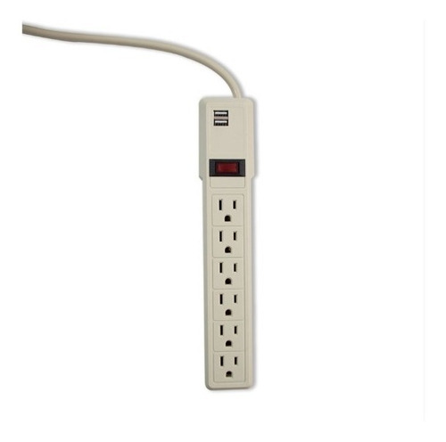 Imagen 3 de 3 de Multicontactos Supresor Picos 6 Contacto 2 Puertos Usb Carga