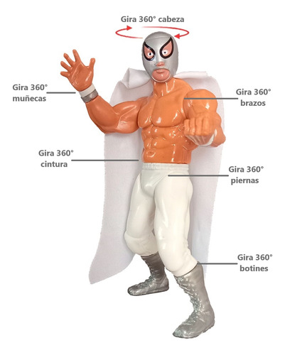 Luchador Axel Figura De Acción Enmascarado Gris
