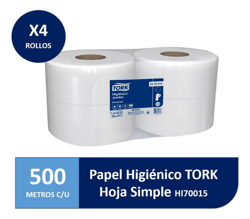 Tork Industrial papel higiénico jumbo 4 rollos de 500 metros
