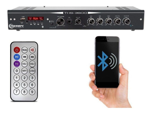 Receiver Taramps Ths 3600 Mic Usb Bluetooth Aux Som Ambiente