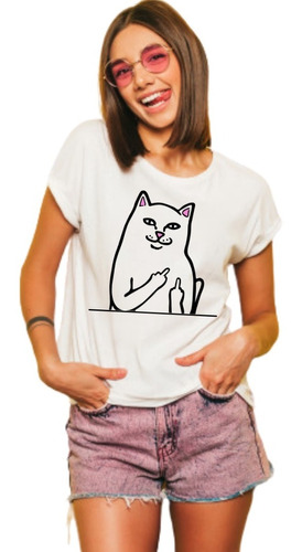 Blusa Playera Gato Grosero Para Mujer, Ropa Divertida Casual