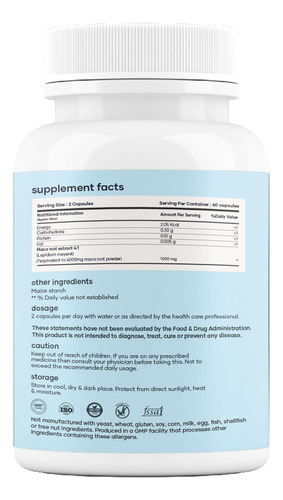 Mars Maca Root Caps Ginseng Magnesio 60 Cápsulas