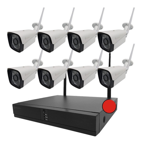 Imagen 1 de 7 de Kit Cctv Inalámbrico Wifi 8 Cámaras Ip Video Hd Vigilancia