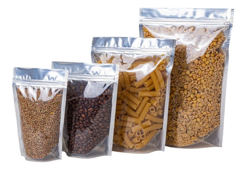 Imagen 2 de 7 de 100 Bolsas Stand Up Pouch Cierre Plata-transparente 150 Grs