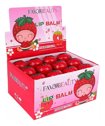 Caja De 24 Bálsamos Para Labios Hidratante Forma De Fresa