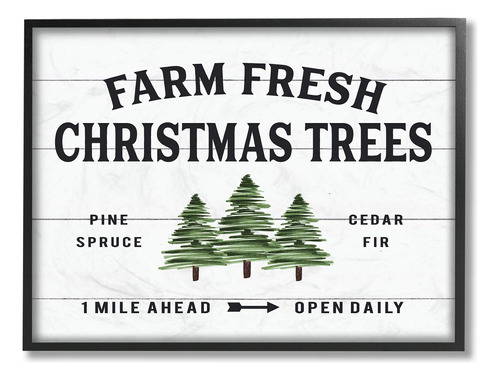 Stupell Industries White Planked Look Holiday Farm - Árbol.