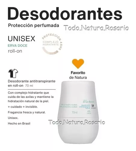 Desodorante Antitranspirante Roll On Natura Erva Doce Unisex