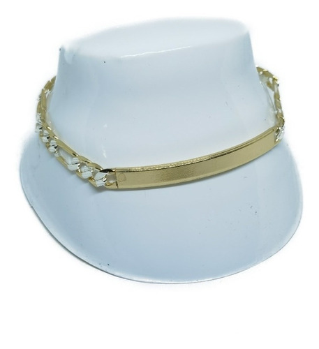 Esclava Figaro Diamantada 1 Pz. De Oro Lam. 18 O 20 Cm Diámetro 6 Largo 18 Cm