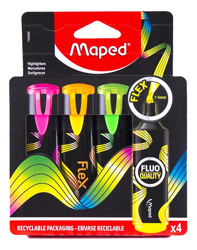 Marcatextos Maped: Set De 4 Piezas Vibrantes Fluorescentes 