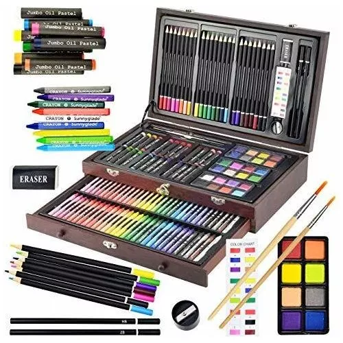  145 piezas Kit de arte profesional plegable, kit de dibujo en  color, Complete Artist Kit 