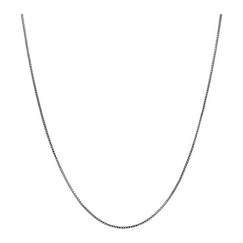 Collar De Cadena De Caja De 0,5 Mm De Oro Blanco Sólido Sóli