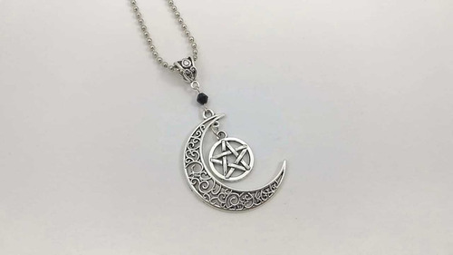 Collar Luna Con Pentagrama Goth Dark Gotico Wicca