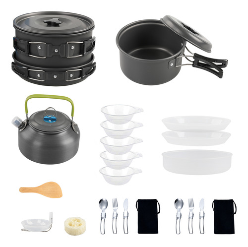 Kit De Utensilios De Cocina Para Acampar, Juego De Ollas Y S