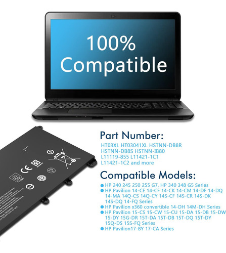 Batería De Laptop Ht03xl Para Hp Pavilion 14-dk 14-df 14-cf