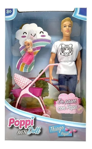 Muñeco Thiago De Paseo Con Papa C/ Bebe Poppi Men Doll-myr