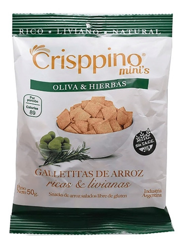 Snack De Arroz Minis Sabor Olivas Y Hier - Crisppino - 60 Gr