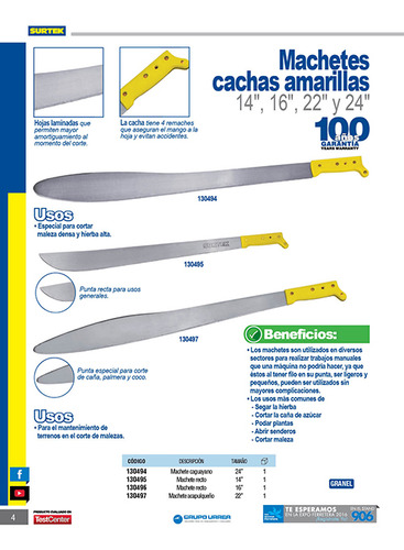 Machete Recto 14 Surtek 130495