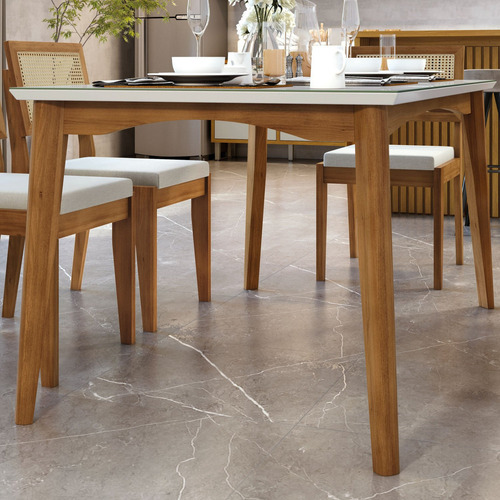 Conjunto sala de jantar mesa Monalisa com 6 cadeiras Wt Nesher Móveis