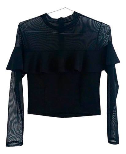 Blusa Manga Larga Con Transparencia