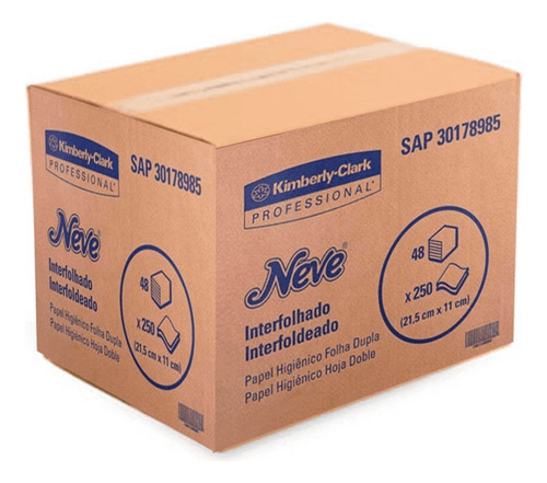 Papel Higiênico Interfolhado Neve® Folha Dupla - Caixa com 48 pacotes