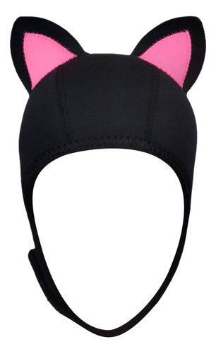 Gorro De Buceo Con Orejas De Gato, Capucha Negro Rosa