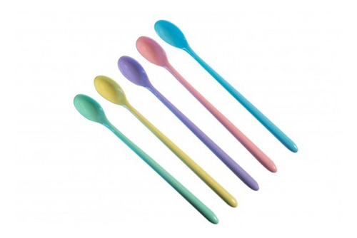 Cucharita Pastel Larga Acrilico Desayuno Utensilio Pack X4