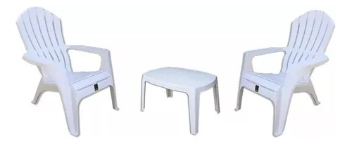 Combo 2 Silla Miami Blanca Plastico Mascardi 1 Mesa Ratona