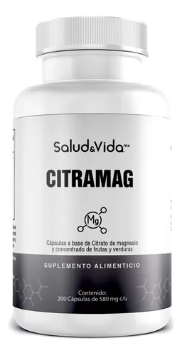 Citrato de Magnesio 2100mg - Magnesium Citrate 100% Puro - 60 Cápsulas