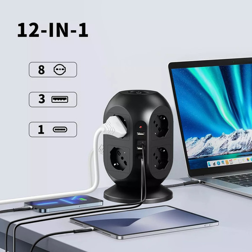 Regleta Multienchufe Chile (8 Enchufes + 3 Usb + 1 Usb C)