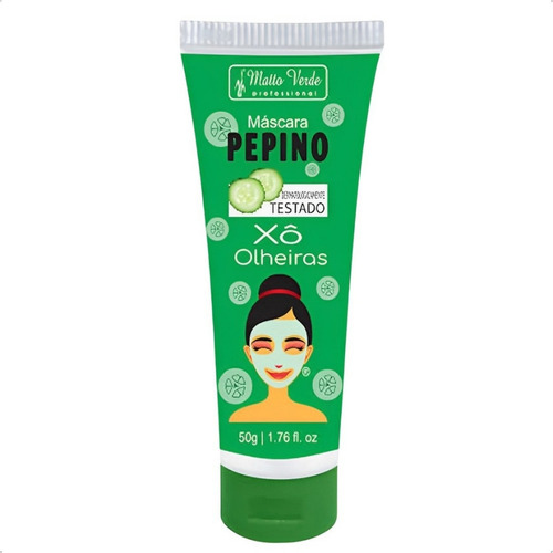 Kit 4 Máscaras Pepino Xô Olheiras Colágeno Matto Verde 50g Tipo de pele Máscara de Pepino