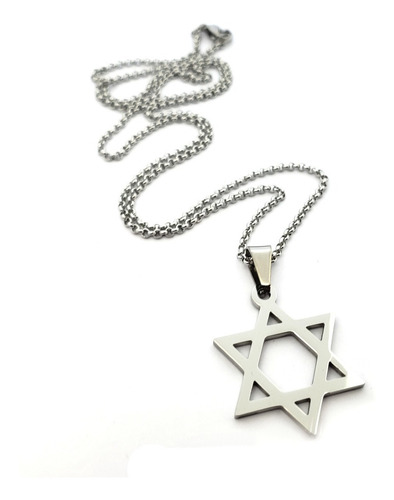 Collar Con Dije Estrella De David De Acero Cat42138