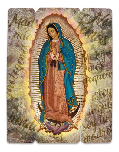Cuadro Virgen Guadalupe Impresión Directa En Mdf 30x25cm M03