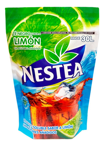 Té Negro Helado Sabor Limón En Polvo Sin Azúcar Nestea 300g