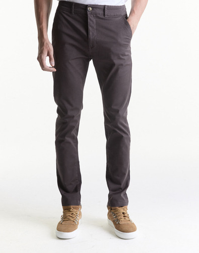 Pantalón Chino Huez, Slim Fit Hombre, Gabardina Gris, Equus