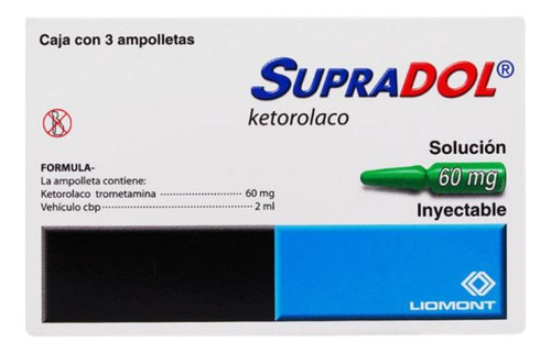 Supradol Solución Inyectable 60 Mg Caja Con 3 Ampolletas