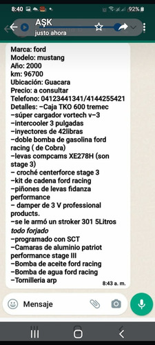 Imagen 5 de 5 de Ford Mustang Año 2000
