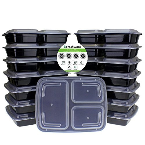 Freshware - Paquete De 15 Cajas De Almuerzo Bento De 3 Compa