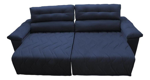 Sofá 2,22m Retrátil E Reclinável Cama Inbox Top Azul Desenho do tecido Liso