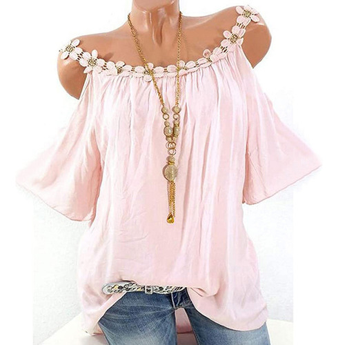Camiseta E Para Mujer, Talla Grande, Cuello Redondo, Estampa