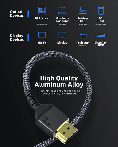 Cable Hdmi 2.1 Maxonar 8k De 3.3 Pies, Ultra High S (certifi