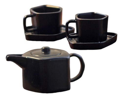 2 Mini Conjunto De Bule De Boneca 1/12 Xícara De Chá Preto