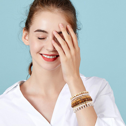 Pulsera Heishi Mujer: Cuentas De Arcilla Y Detalles Gold