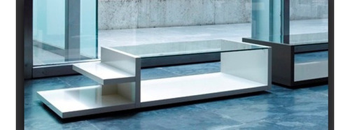 Mesa Ratona Rectangular Estante De Vidrio.