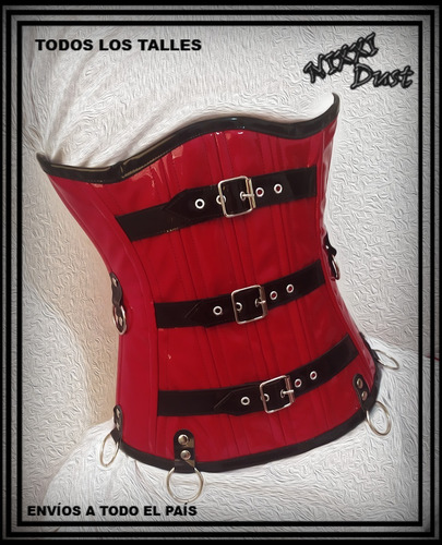 Corset Underbust Charol Cuero Gotico Metalero Rock 1003.1