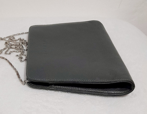 Cartera Sobre Lázaro Cuero Mujer Azul Petróleo Lisa Níquel Plata (Usado)