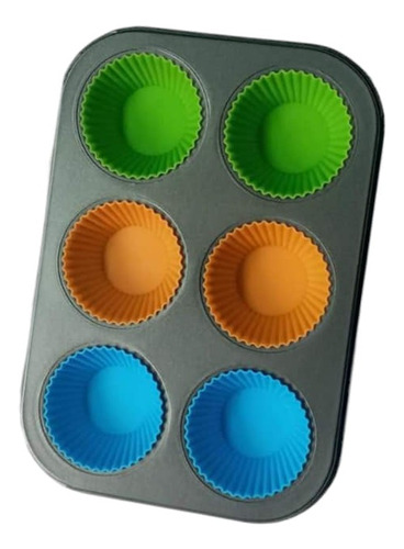 * Molde Charola 6 Cupcakes + Capacillos Silicon M1 Fondant