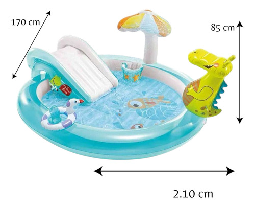 alberca inflable piscina para niños resbaladilla 203x173x89cm Intex