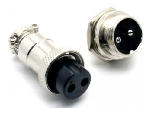 30 Conector Mike 2 Vias Aviação Gx16 2 - Macho E Femea C/ Nf