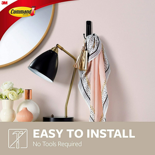 Command Large Wall Hooks, 2 Pack, Matte Black, Organize D...